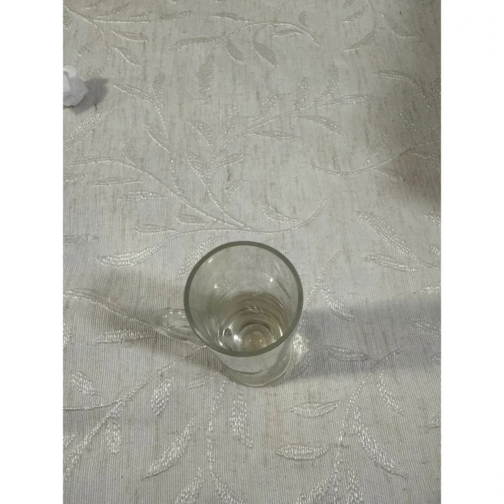 Vintage Fred Harvey Etched Thistle Shot Glass Miniature Mug Toothpick Holder